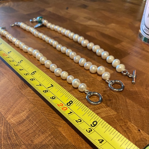 Set of 3 Baroque Pearl Bracelets with Cloisonne Globe Bead - Picture 2 of 7